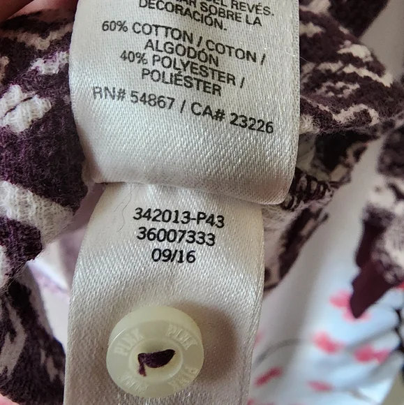 Victoria's Secret PINK Thermal Holiday Dog Logo Burgundy Long Sleeve PJ Size XS - Picture 3 of 4